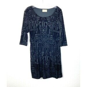Everly Women's A-Line Mini Dress Size S Black Velvet Burnout Geometric Pattern